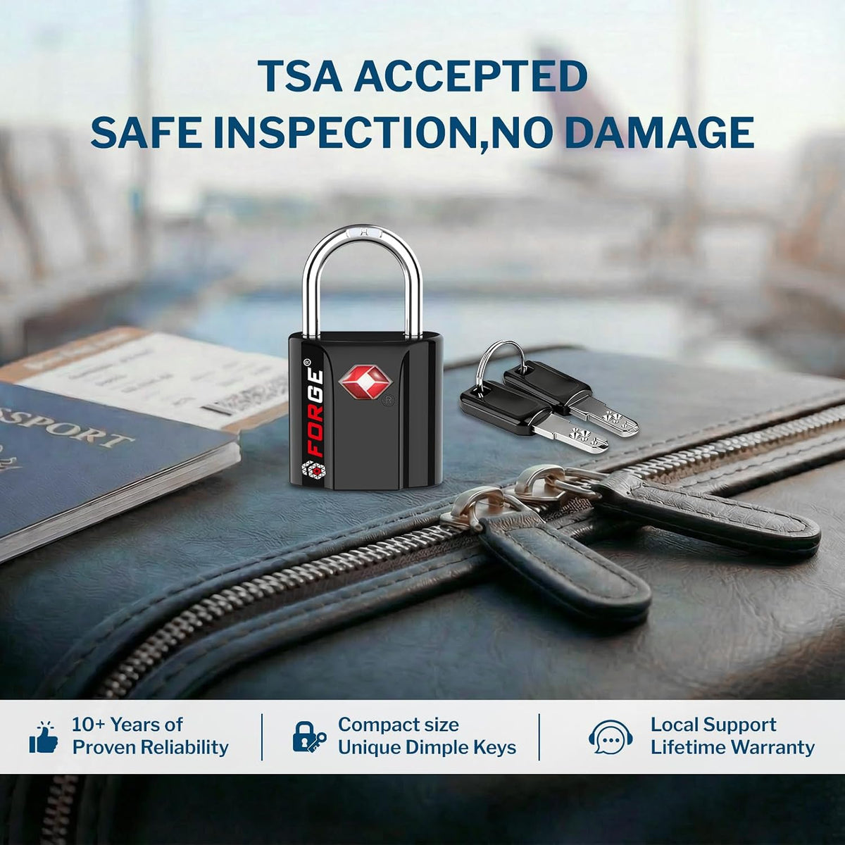 OX 1'' Wide 1.8'' Tall, TSA Approved Luggage Locks: Key Locks for Travel. Ultra Secure Dimple Key Travel Locks Alloy Body. for Luggage, Backpack, Small Toolbox and More. Black.