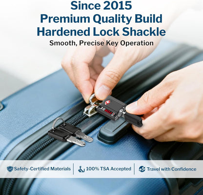 OX 1'' Wide 1.8'' Tall, TSA Approved Luggage Locks: Key Locks for Travel. Ultra Secure Dimple Key Travel Locks Alloy Body. for Luggage, Backpack, Small Toolbox and More. Black.