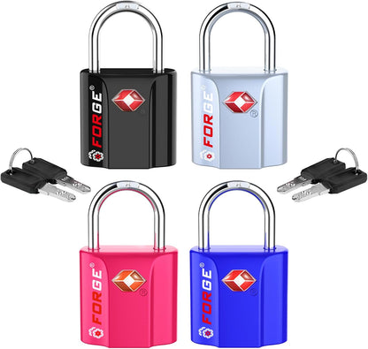 OX 1'' Wide 1.8'' Tall, TSA Approved Luggage Locks: Key Locks for Travel. Ultra Secure Dimple Key Travel Locks Alloy Body. for Luggage, Backpack, Small Toolbox and More. Black.