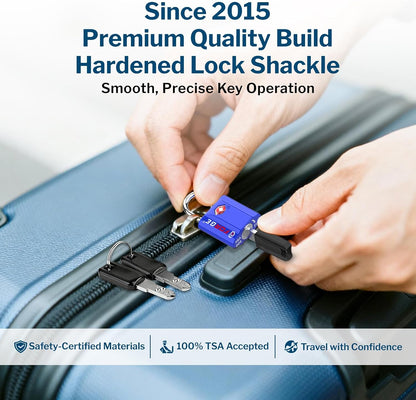 OX 1'' Wide 1.8'' Tall, TSA Approved Luggage Locks: Key Locks for Travel. Ultra Secure Dimple Key Travel Locks Alloy Body. for Luggage, Backpack, Small Toolbox and More. Black.