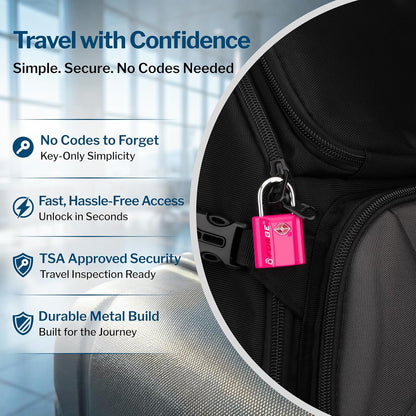 OX 1'' Wide 1.8'' Tall, TSA Approved Luggage Locks: Key Locks for Travel. Ultra Secure Dimple Key Travel Locks Alloy Body. for Luggage, Backpack, Small Toolbox and More. Black.