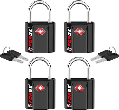 OX 1'' Wide 1.8'' Tall, TSA Approved Luggage Locks: Key Locks for Travel. Ultra Secure Dimple Key Travel Locks Alloy Body. for Luggage, Backpack, Small Toolbox and More. Black.