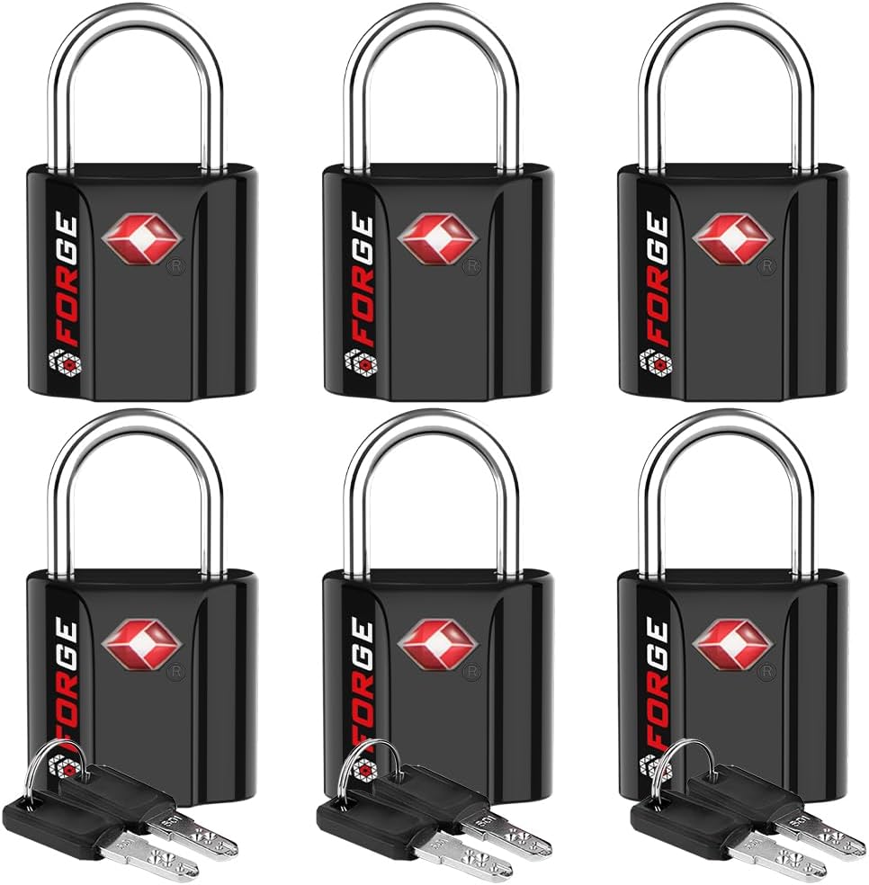 OX 1'' Wide 1.8'' Tall, TSA Approved Luggage Locks: Key Locks for Travel. Ultra Secure Dimple Key Travel Locks Alloy Body. for Luggage, Backpack, Small Toolbox and More. Black.