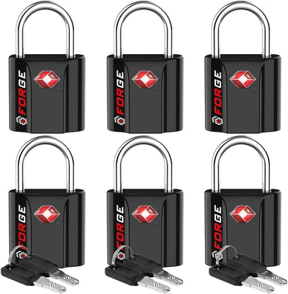 OX 1'' Wide 1.8'' Tall, TSA Approved Luggage Locks: Key Locks for Travel. Ultra Secure Dimple Key Travel Locks Alloy Body. for Luggage, Backpack, Small Toolbox and More. Black.