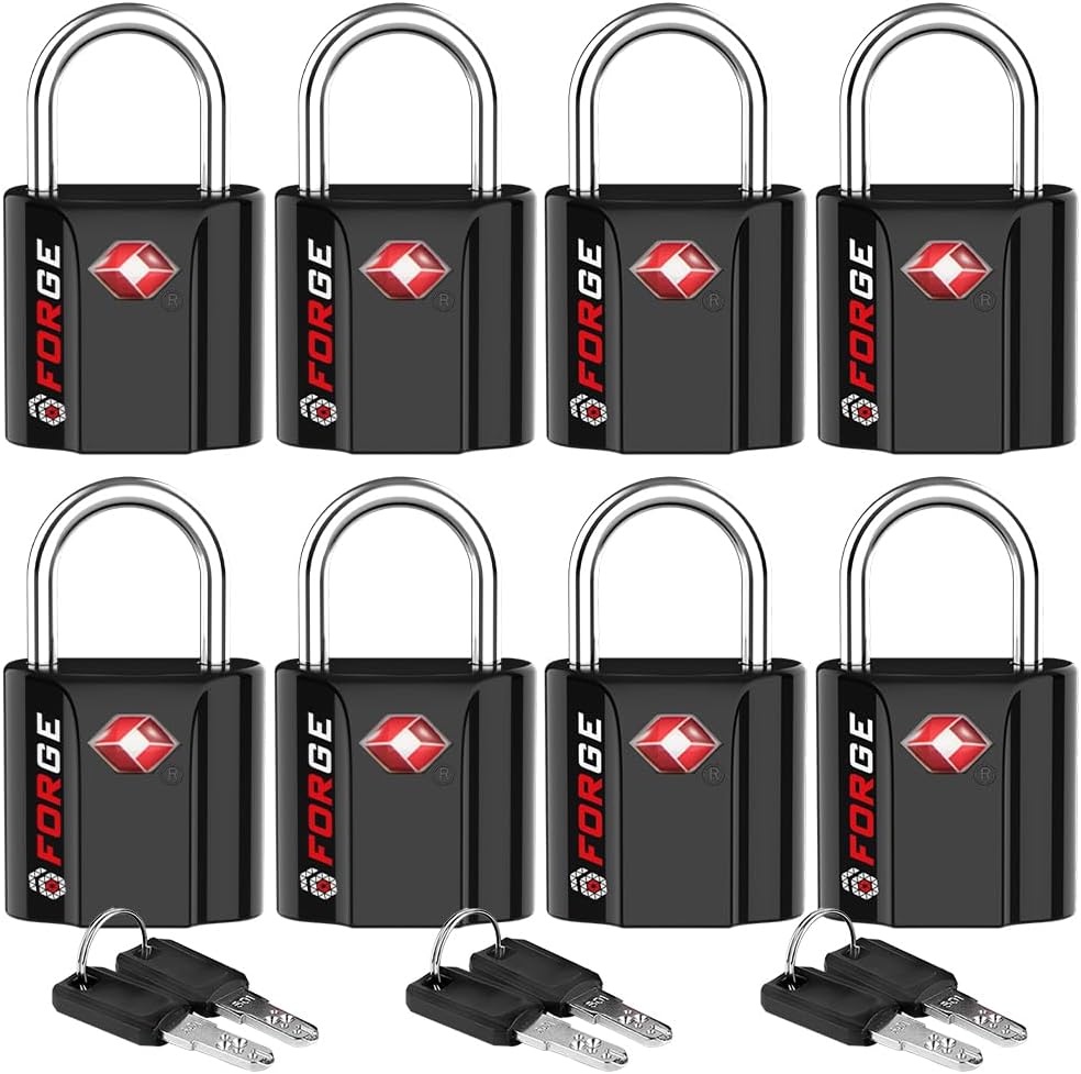 OX 1'' Wide 1.8'' Tall, TSA Approved Luggage Locks: Key Locks for Travel. Ultra Secure Dimple Key Travel Locks Alloy Body. for Luggage, Backpack, Small Toolbox and More. Black.