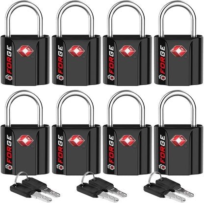 OX 1'' Wide 1.8'' Tall, TSA Approved Luggage Locks: Key Locks for Travel. Ultra Secure Dimple Key Travel Locks Alloy Body. for Luggage, Backpack, Small Toolbox and More. Black.
