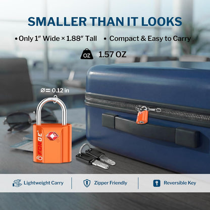 OX 1'' Wide 1.8'' Tall, TSA Approved Luggage Locks: Key Locks for Travel. Ultra Secure Dimple Key Travel Locks Alloy Body. for Luggage, Backpack, Small Toolbox and More. Black.