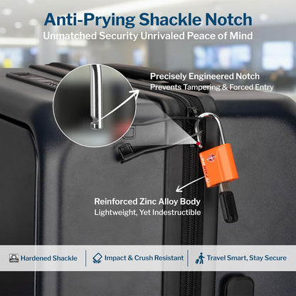 OX 1'' Wide 1.8'' Tall, TSA Approved Luggage Locks: Key Locks for Travel. Ultra Secure Dimple Key Travel Locks Alloy Body. for Luggage, Backpack, Small Toolbox and More. Black.