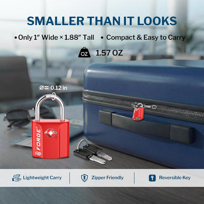 OX 1'' Wide 1.8'' Tall, TSA Approved Luggage Locks: Key Locks for Travel. Ultra Secure Dimple Key Travel Locks Alloy Body. for Luggage, Backpack, Small Toolbox and More. Black.