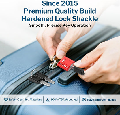 OX 1'' Wide 1.8'' Tall, TSA Approved Luggage Locks: Key Locks for Travel. Ultra Secure Dimple Key Travel Locks Alloy Body. for Luggage, Backpack, Small Toolbox and More. Black.
