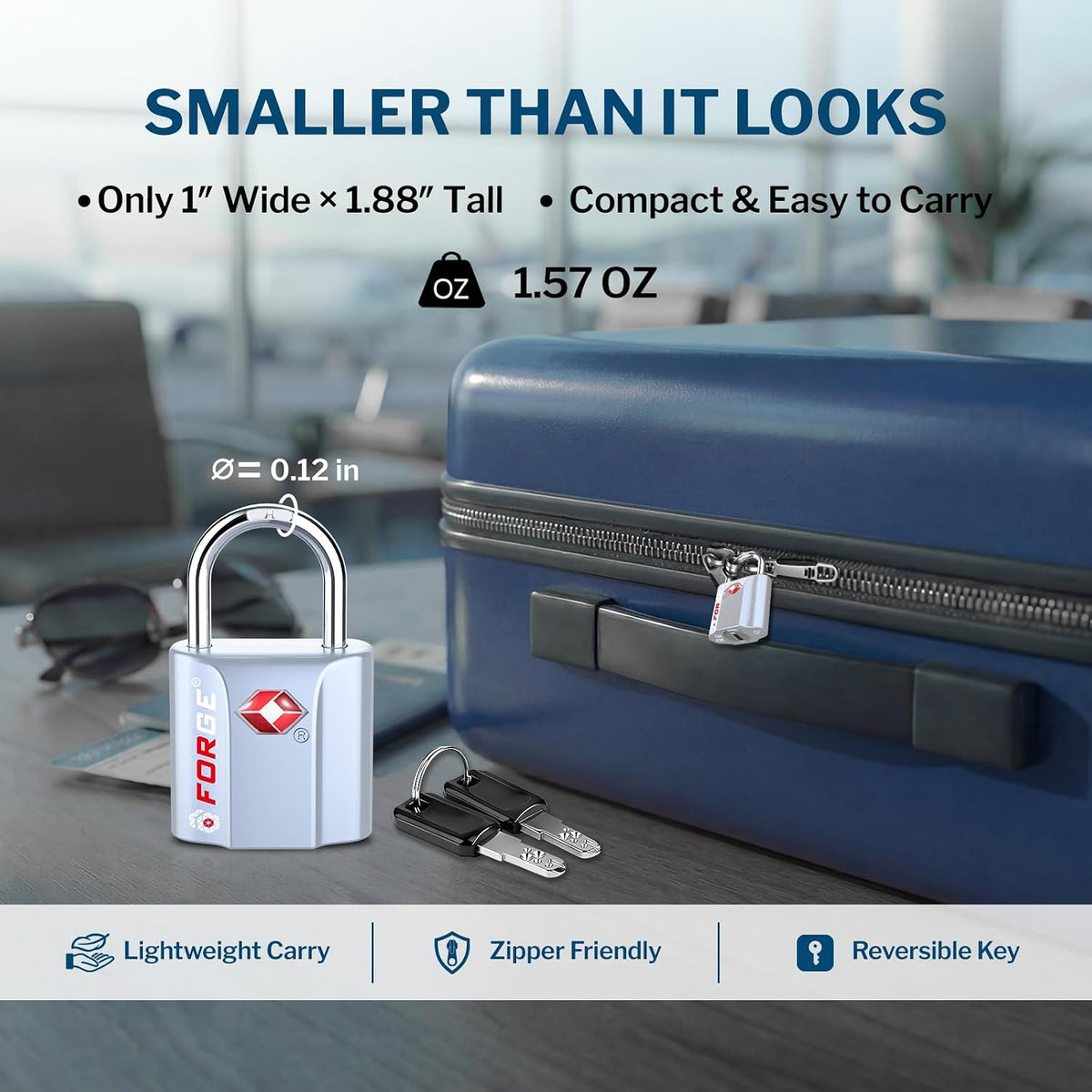 OX 1'' Wide 1.8'' Tall, TSA Approved Luggage Locks: Key Locks for Travel. Ultra Secure Dimple Key Travel Locks Alloy Body. for Luggage, Backpack, Small Toolbox and More. Black.