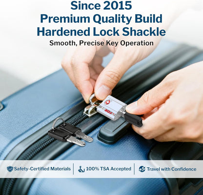 OX 1'' Wide 1.8'' Tall, TSA Approved Luggage Locks: Key Locks for Travel. Ultra Secure Dimple Key Travel Locks Alloy Body. for Luggage, Backpack, Small Toolbox and More. Black.