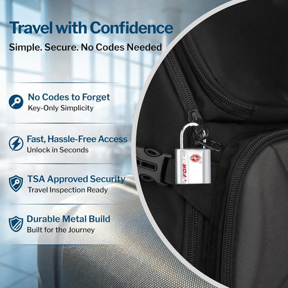 OX 1'' Wide 1.8'' Tall, TSA Approved Luggage Locks: Key Locks for Travel. Ultra Secure Dimple Key Travel Locks Alloy Body. for Luggage, Backpack, Small Toolbox and More. Black.