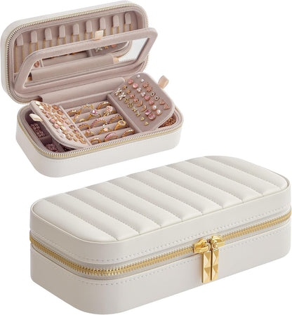 Travel Jewelry Case, Portable Box Organizer with Mirror