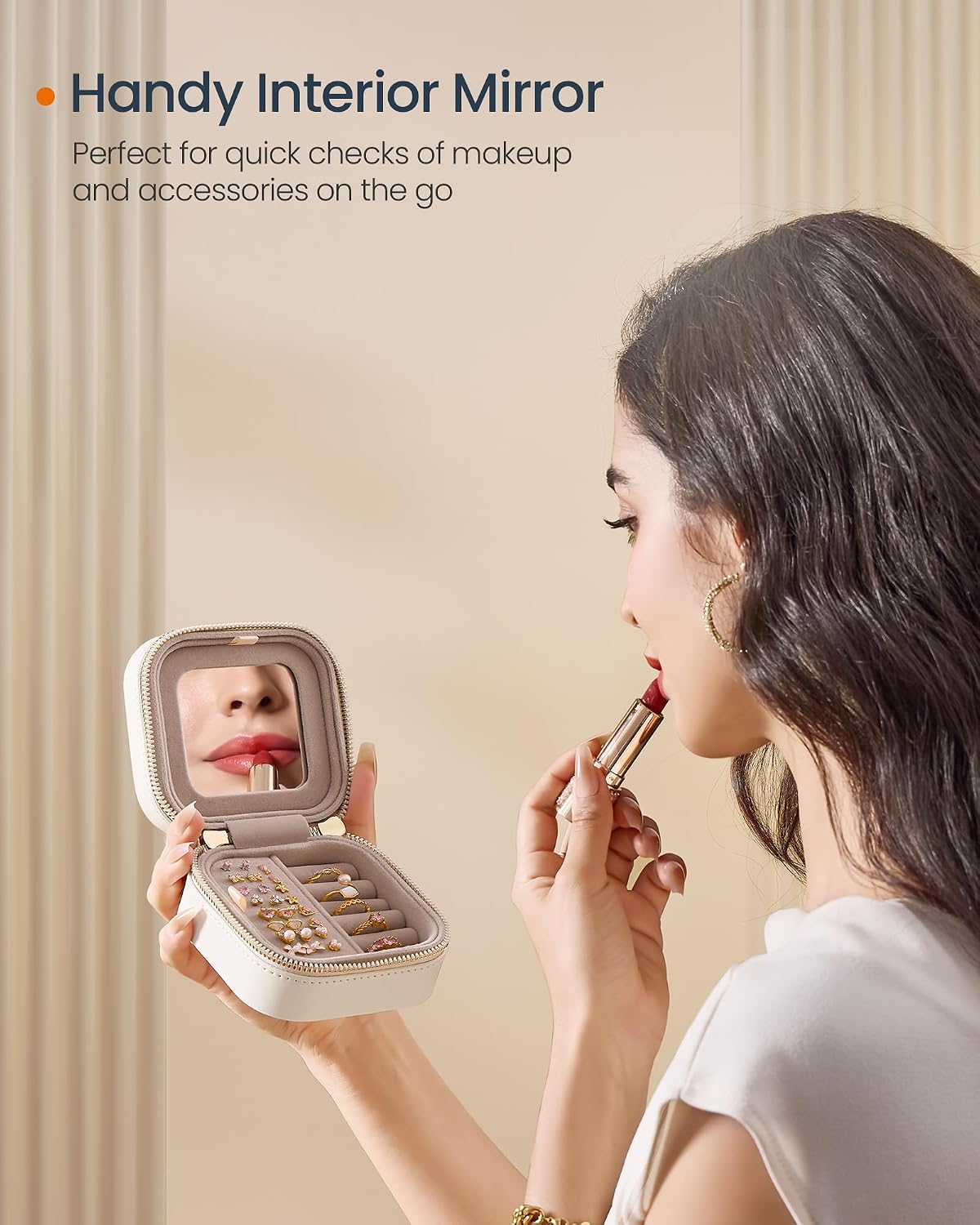 Travel Jewelry Case, Portable Box Organizer with Mirror
