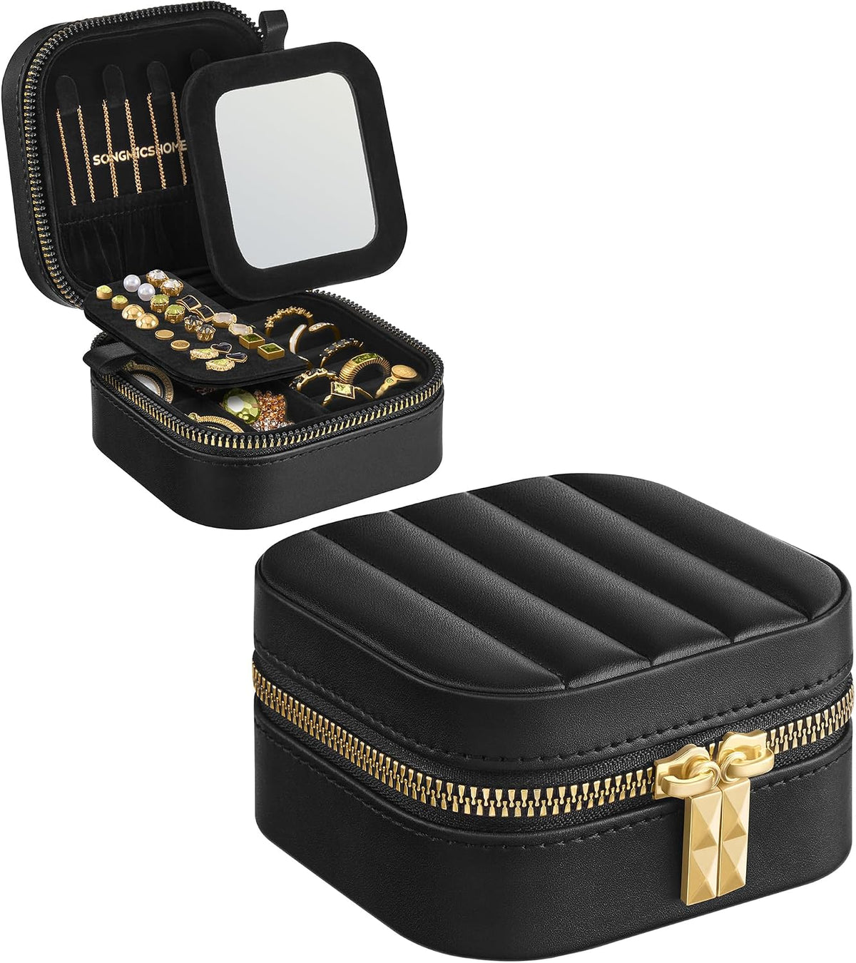 Travel Jewelry Case, Portable Box Organizer with Mirror