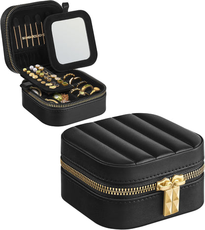 Travel Jewelry Case, Portable Box Organizer with Mirror