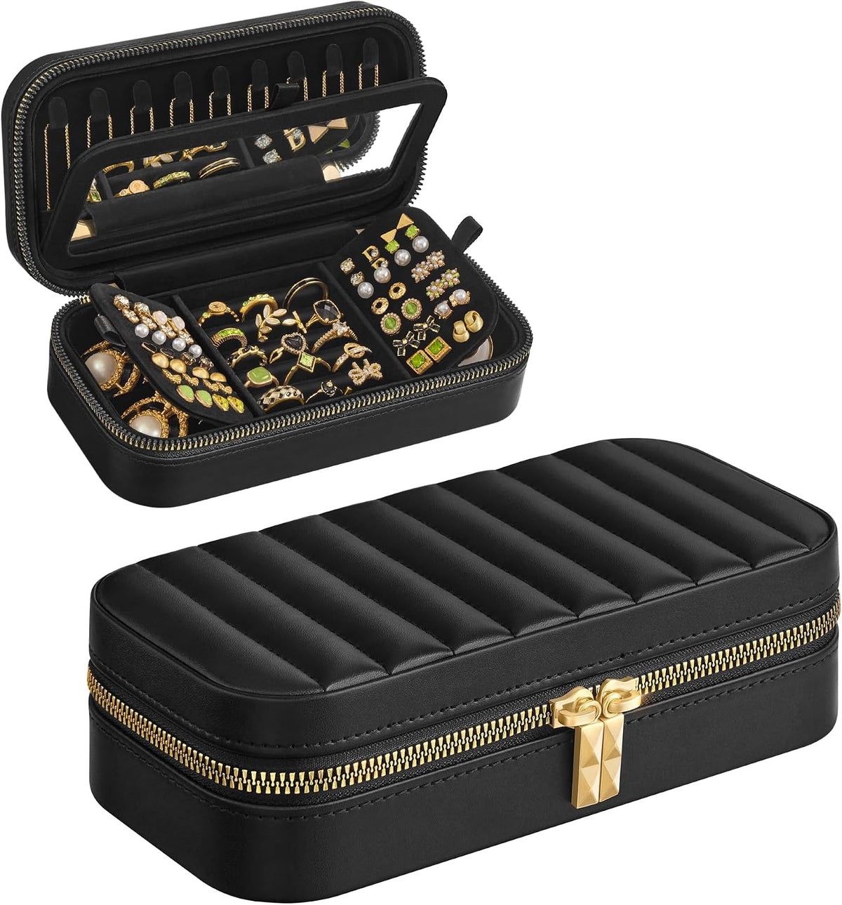 Travel Jewelry Case, Portable Box Organizer with Mirror