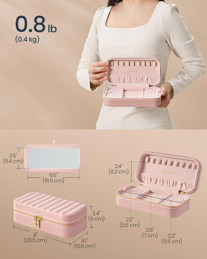 Travel Jewelry Case, Portable Box Organizer with Mirror