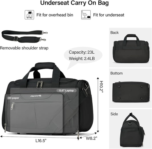 Small Underseat Carry On Luggage Bags for Travel with 10 Pockets.