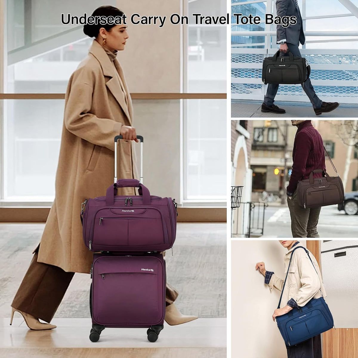 Small Underseat Carry On Luggage Bags for Travel with 10 Pockets.