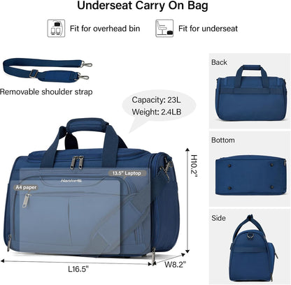 Small Underseat Carry On Luggage Bags for Travel with 10 Pockets.