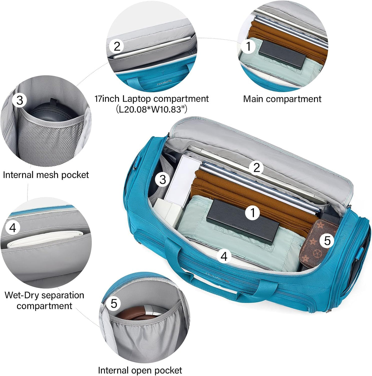 Small Underseat Carry On Luggage Bags for Travel with 10 Pockets.