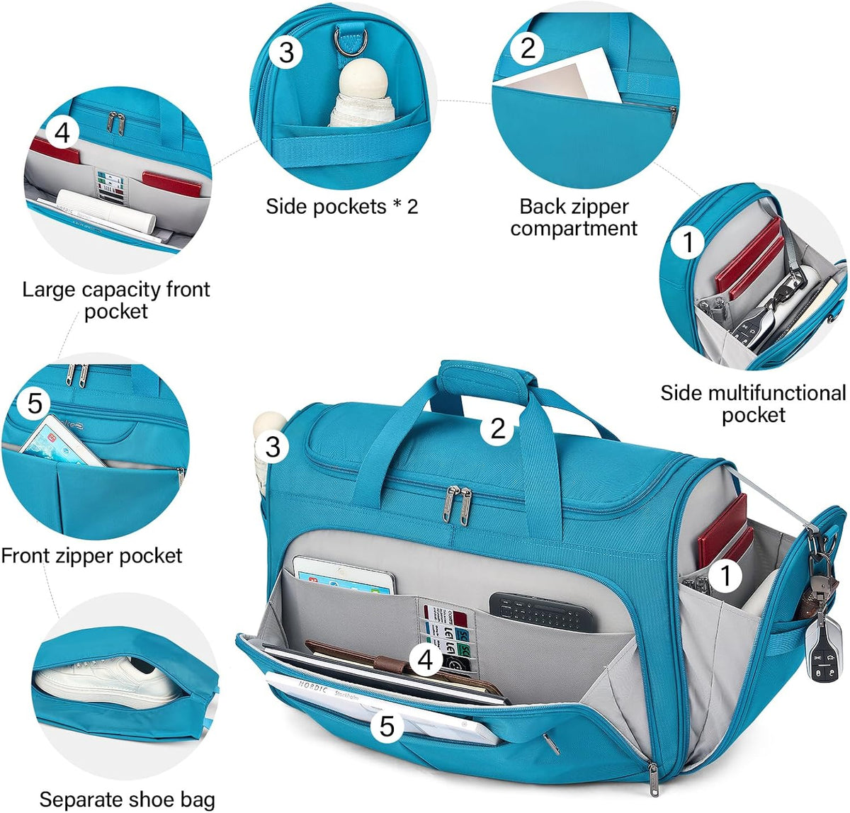 Small Underseat Carry On Luggage Bags for Travel with 10 Pockets.