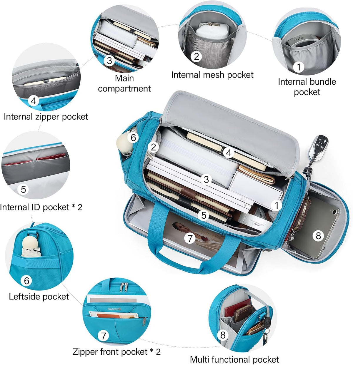 Small Underseat Carry On Luggage Bags for Travel with 10 Pockets.