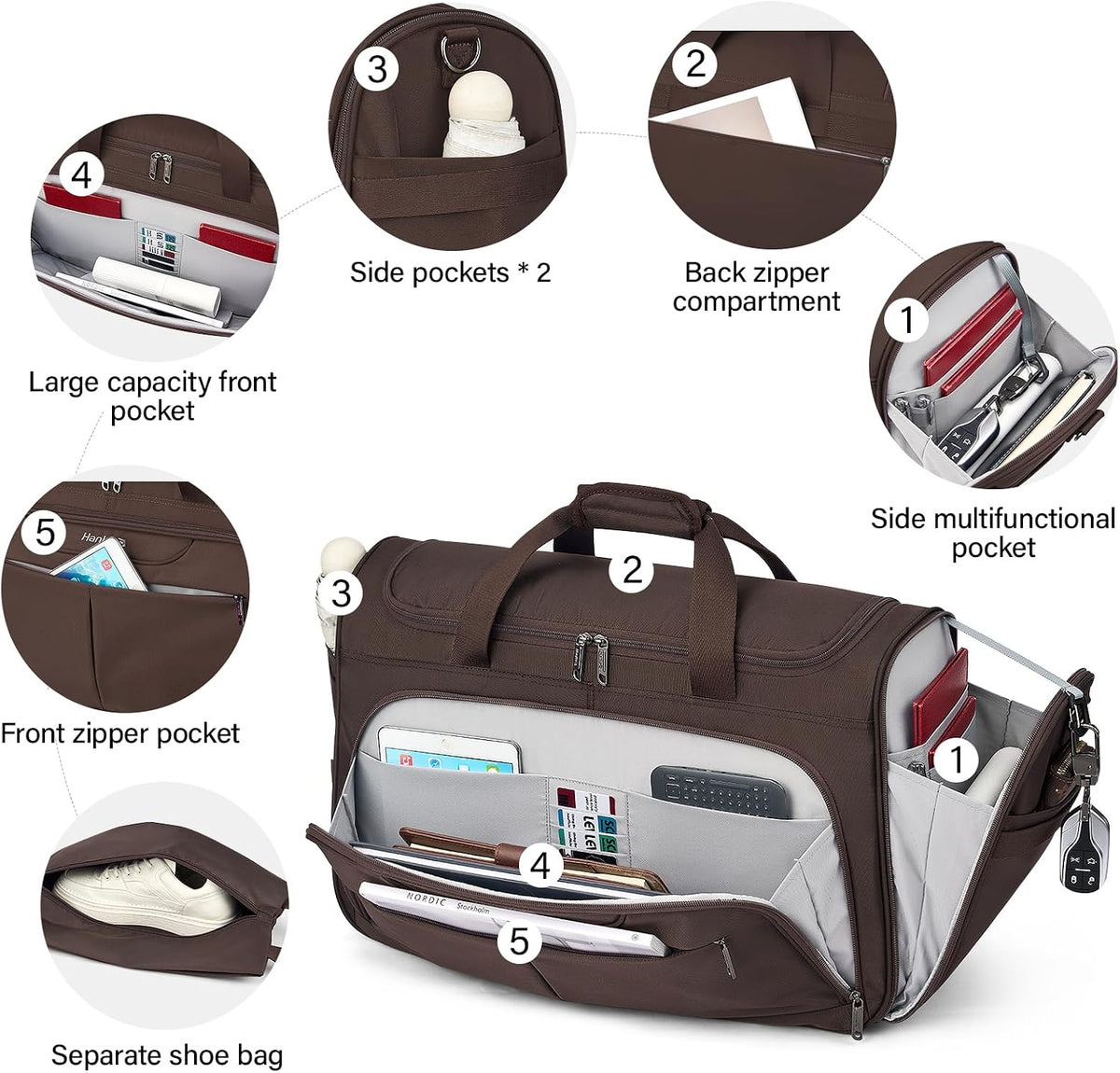 Small Underseat Carry On Luggage Bags for Travel with 10 Pockets.