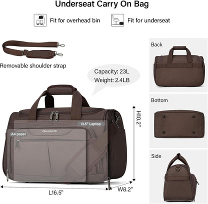 Small Underseat Carry On Luggage Bags for Travel with 10 Pockets.