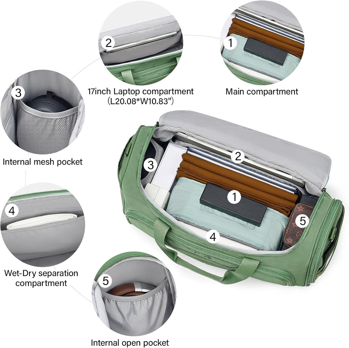 Small Underseat Carry On Luggage Bags for Travel with 10 Pockets.