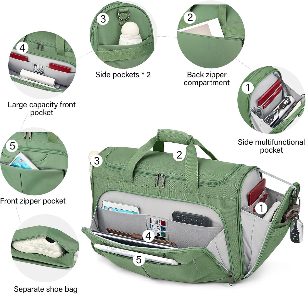 Small Underseat Carry On Luggage Bags for Travel with 10 Pockets.