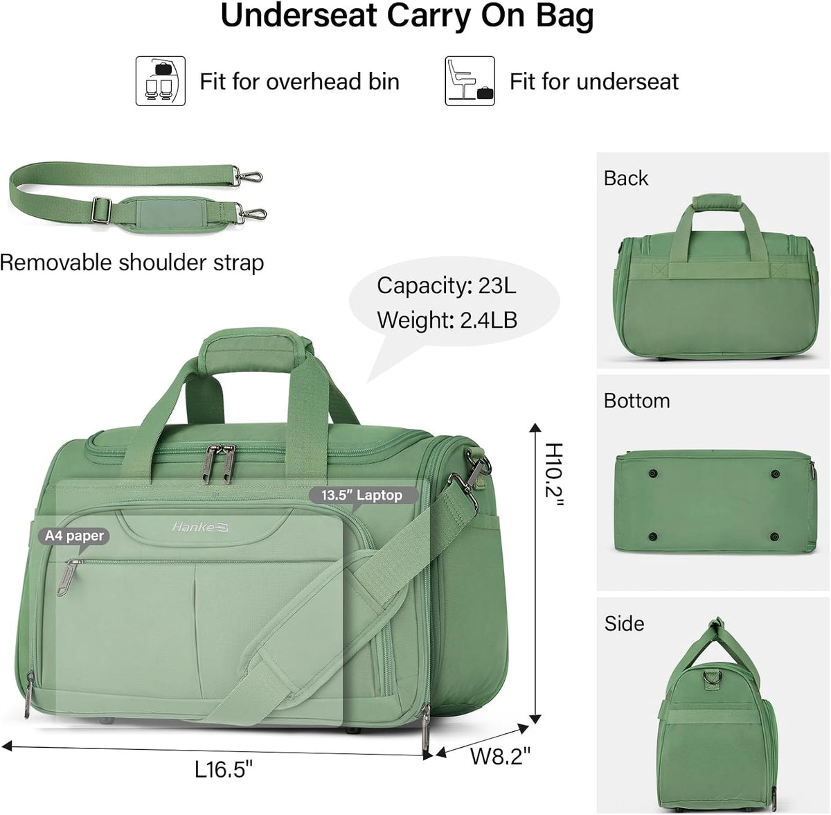 Small Underseat Carry On Luggage Bags for Travel with 10 Pockets.
