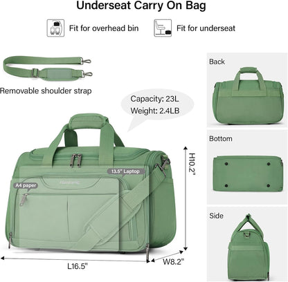 Small Underseat Carry On Luggage Bags for Travel with 10 Pockets.