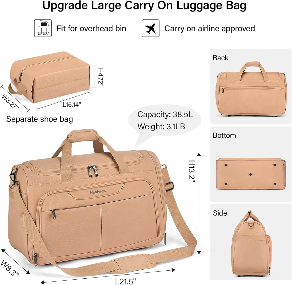 Small Underseat Carry On Luggage Bags for Travel with 10 Pockets.