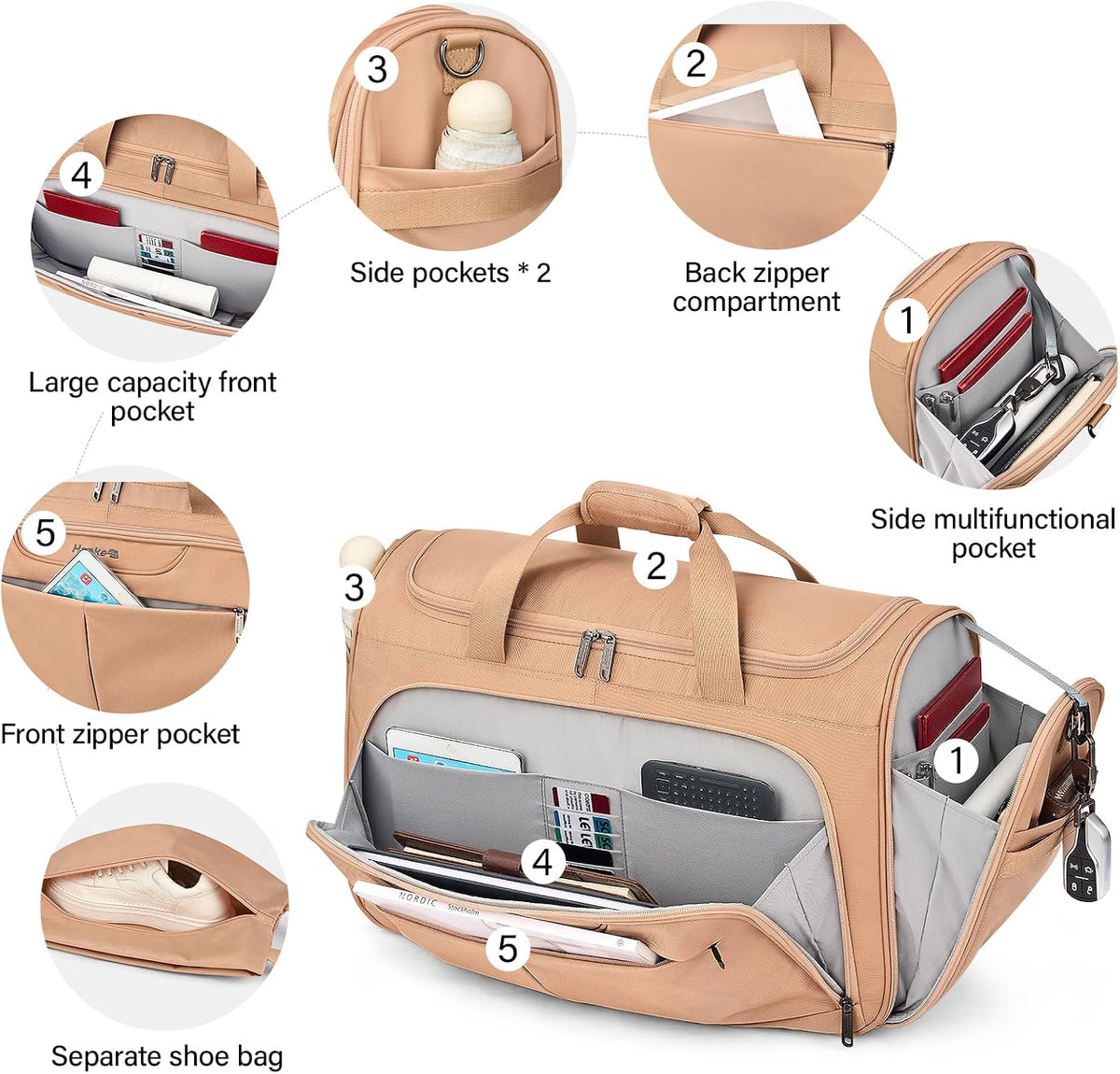 Small Underseat Carry On Luggage Bags for Travel with 10 Pockets.
