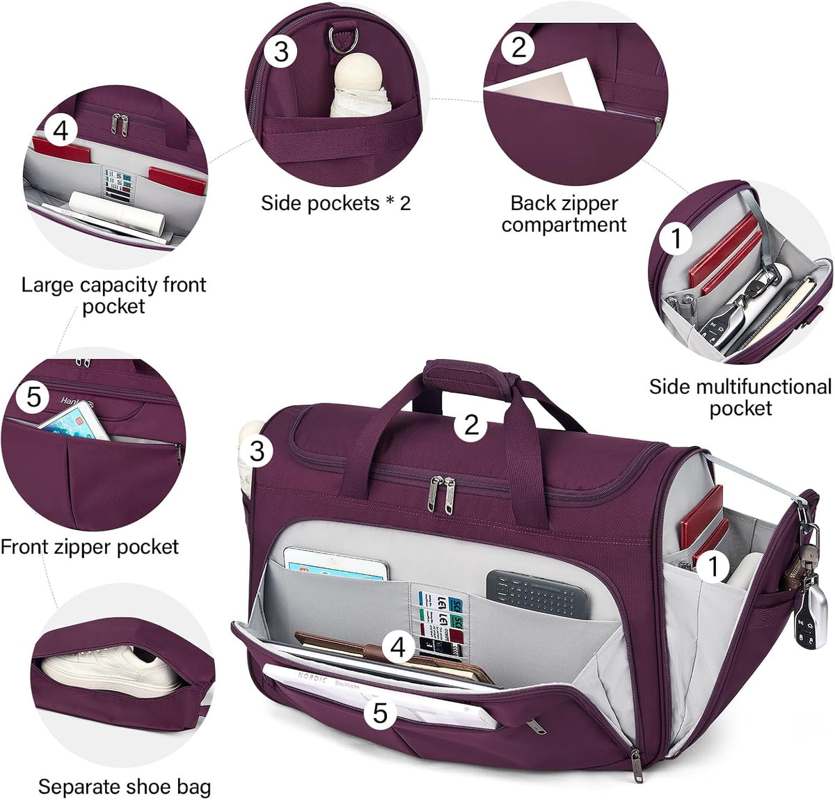 Small Underseat Carry On Luggage Bags for Travel with 10 Pockets.