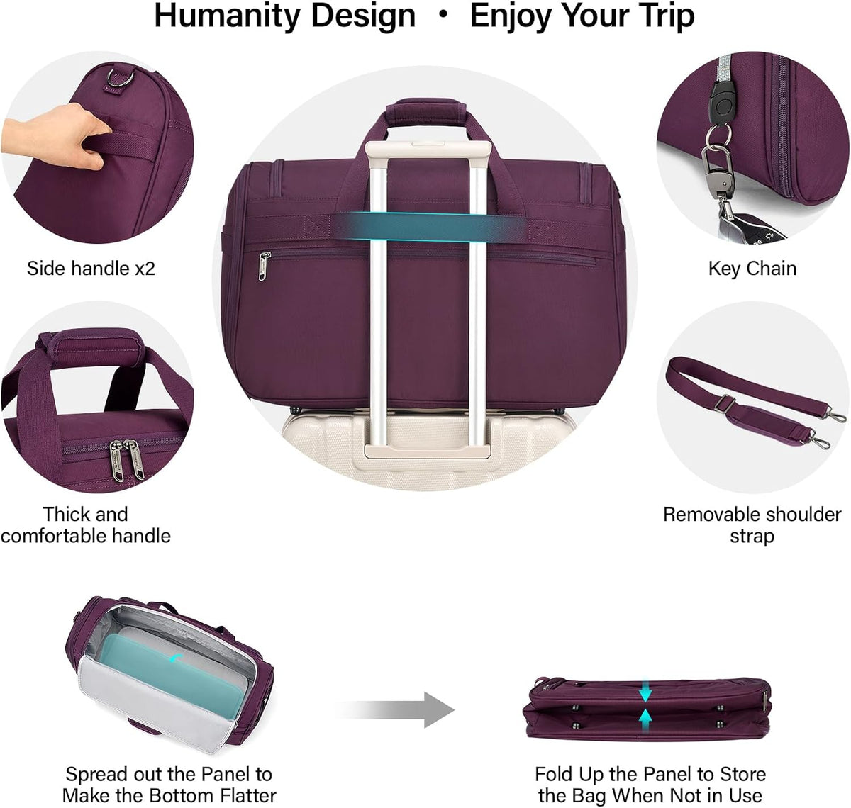Small Underseat Carry On Luggage Bags for Travel with 10 Pockets.