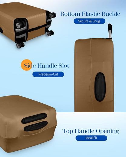 Luggage Cover for Suitcase Tsa Approved Protector - Luggage Sleeve Suit Case Cover Travel Stretch Large Baggage Case Protective Washable Fit 21-23 Inch Brown