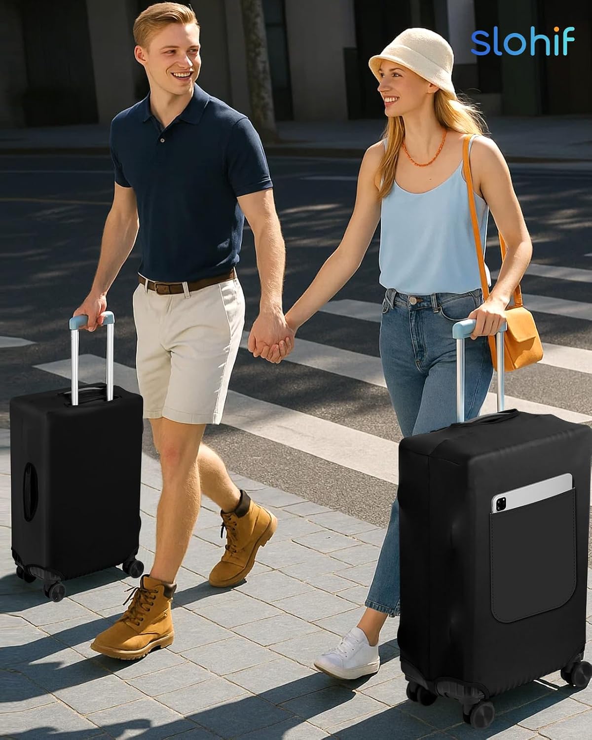 Luggage Cover for Suitcase Tsa Approved Protector - Luggage Sleeve Suit Case Cover Travel Stretch Large Baggage Case Protective Washable Fit 21-23 Inch Brown