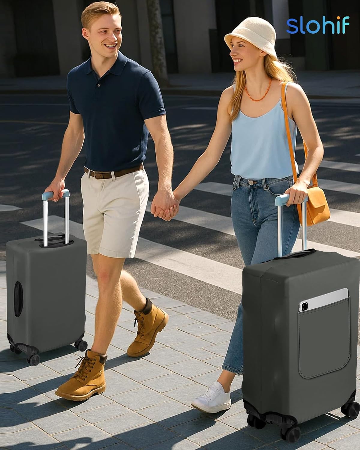Luggage Cover for Suitcase Tsa Approved Protector - Luggage Sleeve Suit Case Cover Travel Stretch Large Baggage Case Protective Washable Fit 21-23 Inch Brown