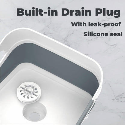 GIMWA 2.6 Gal Collapsible Baby Bottle Wash Basin with Drain Plug