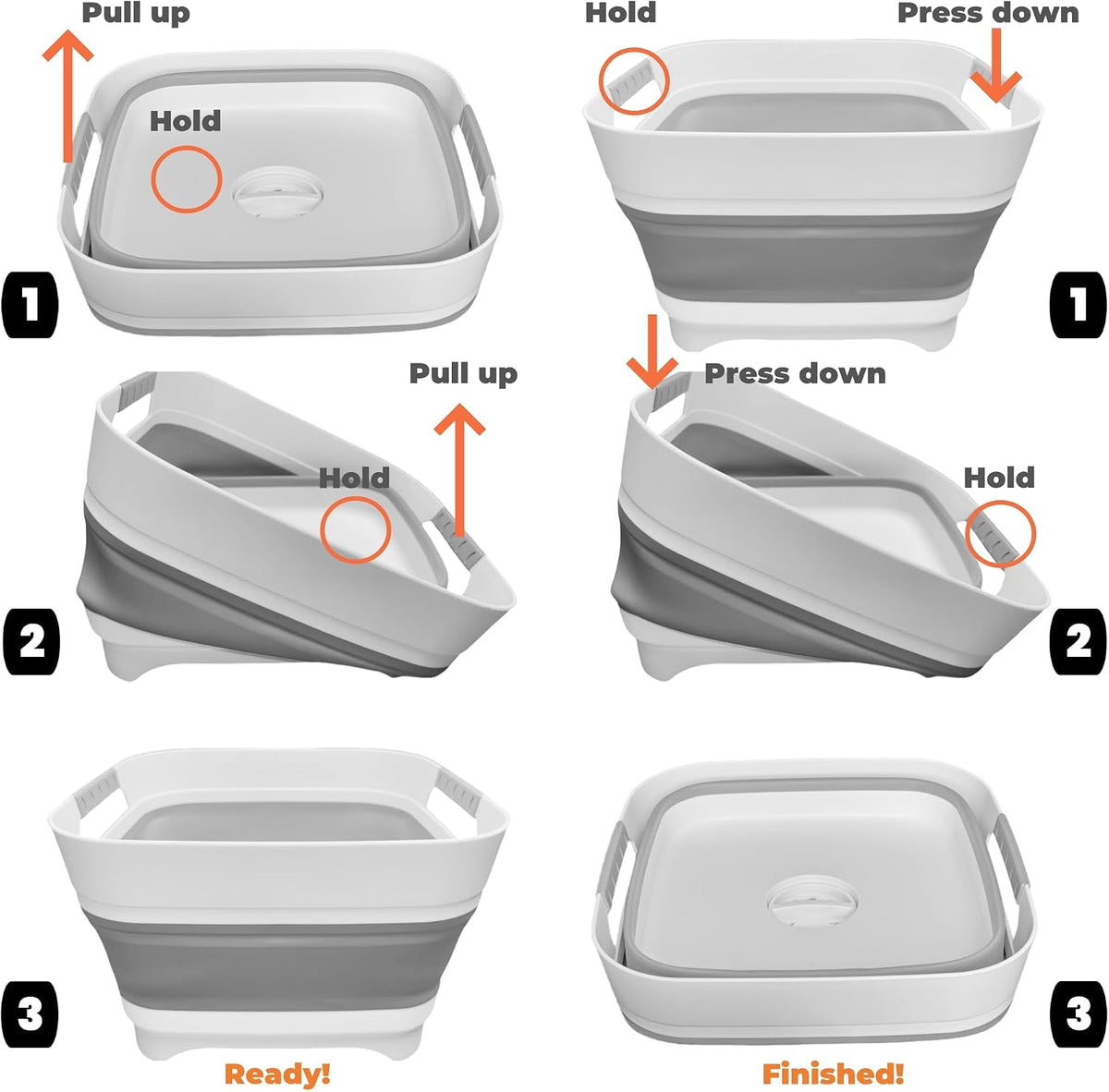GIMWA 2.6 Gal Collapsible Baby Bottle Wash Basin with Drain Plug