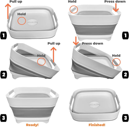 GIMWA 2.6 Gal Collapsible Baby Bottle Wash Basin with Drain Plug