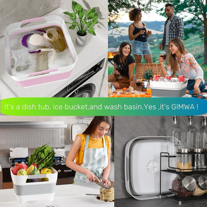 GIMWA 2.6 Gal Collapsible Baby Bottle Wash Basin with Drain Plug