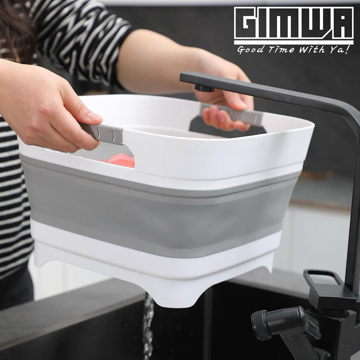GIMWA 2.6 Gal Collapsible Baby Bottle Wash Basin with Drain Plug