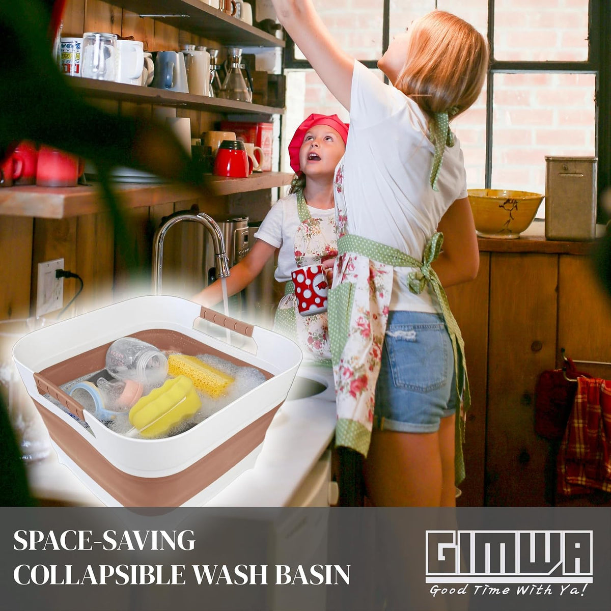 GIMWA 2.6 Gal Collapsible Baby Bottle Wash Basin with Drain Plug