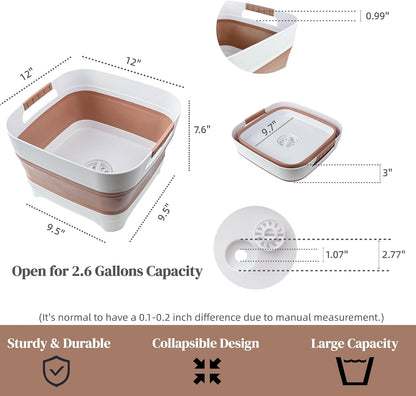 GIMWA 2.6 Gal Collapsible Baby Bottle Wash Basin with Drain Plug