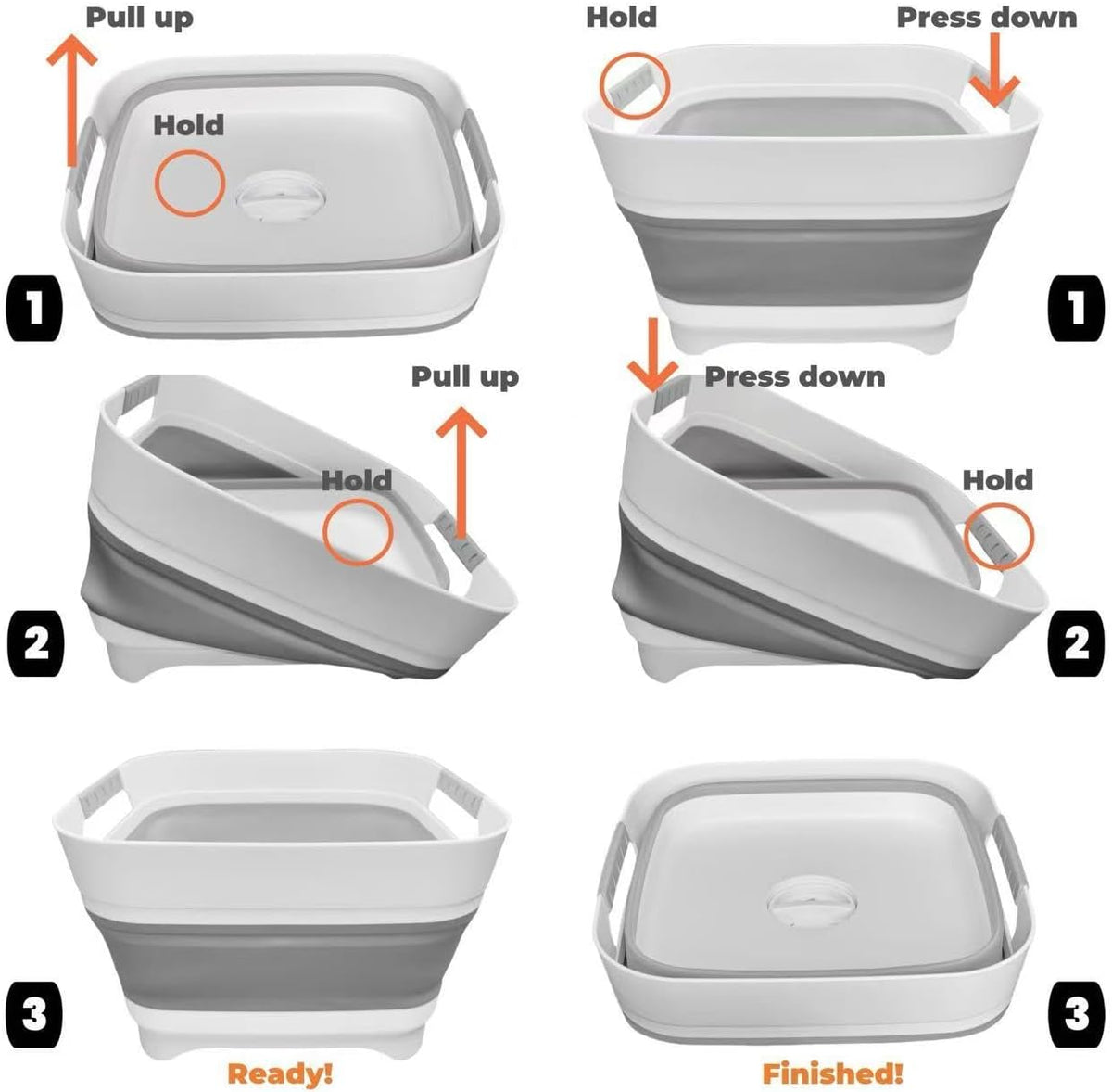 GIMWA 2.6 Gal Collapsible Baby Bottle Wash Basin with Drain Plug